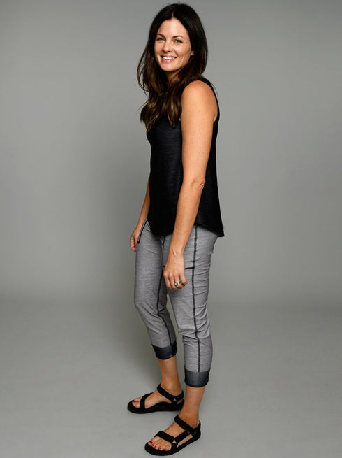 The Tie Back Tank - Black / Grey Texture